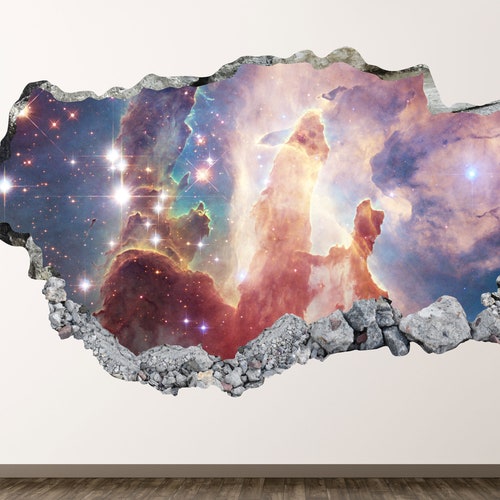 Galaxy Wall Decal Space 3D Smashed Wall Art Sticker Kids Etsy
