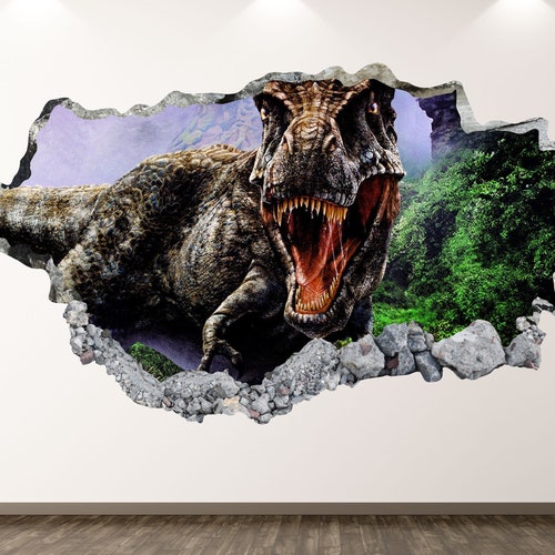 Dinosaur Wall Decal Trex 3D Smashed Wall Art Sticker Kids Etsy