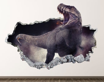 Dinosaur Wall Decal T-rex 3D Smashed Wall Art Sticker Kids | Etsy