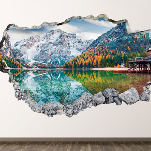 Mountains Wall Decal Landscape Sunrise 3D Smashed Wall Art Etsy