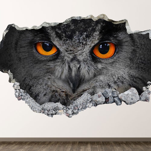 Owl Wall Decal Animal 3D Smashed Wall Art Sticker Kids Room Etsy