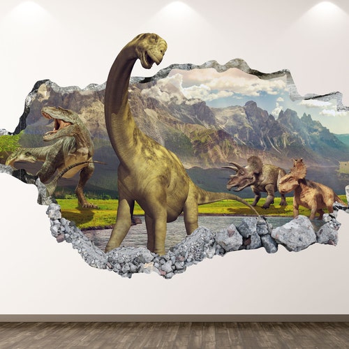 Dinosaur T Rex Wall Decal Animal 3D Smashed Wall Art Sticker - Etsy