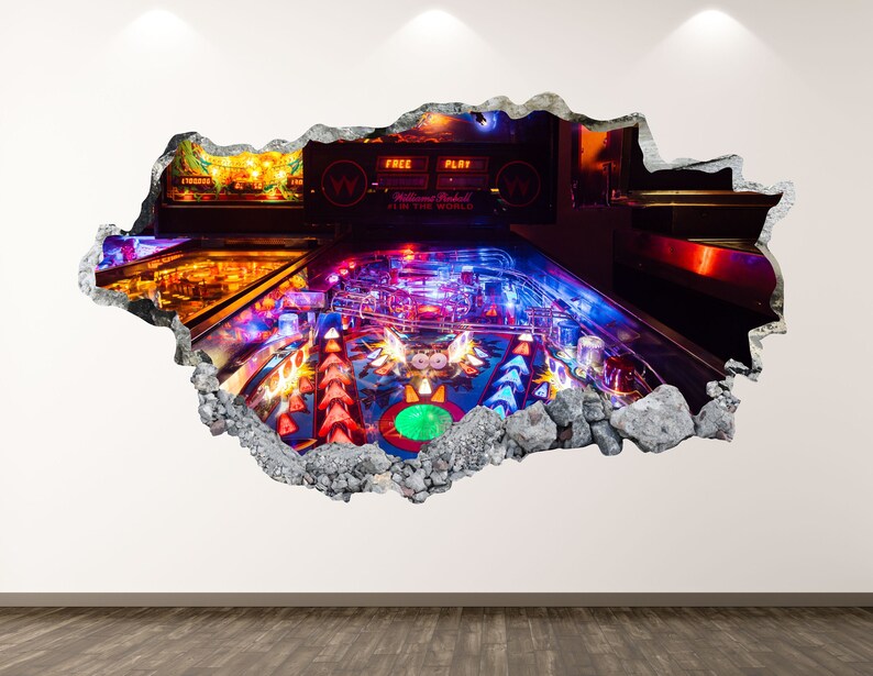 Pinball Wall Decal Arcade Game 3D Smashed Wall Art Sticker Etsy