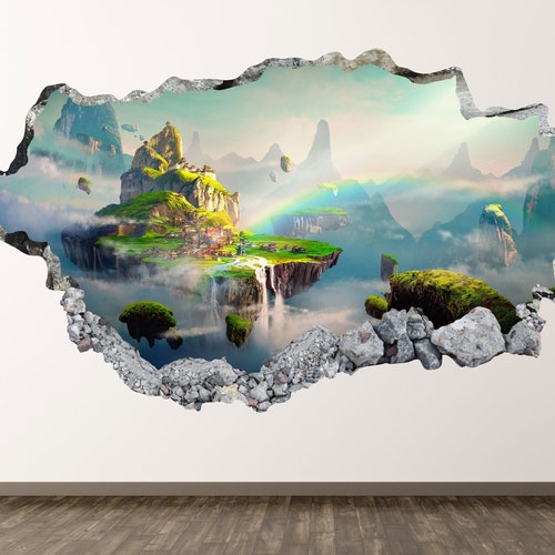 Fantasy Land Wall Decal Dragon 3D Smashed Wall Art Sticker Etsy