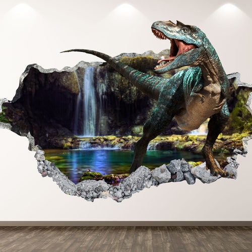 Wild Dinosaur Wall Decal Trex 3D Smashed Wall Art Sticker Etsy