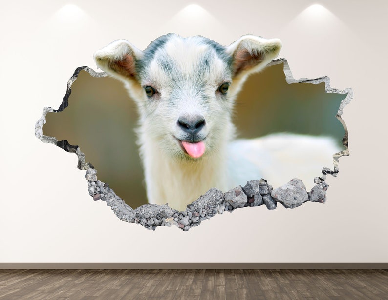 Baby Goat Wall Decal Animal 3D Smashed Wall Art Sticker Kids Etsy