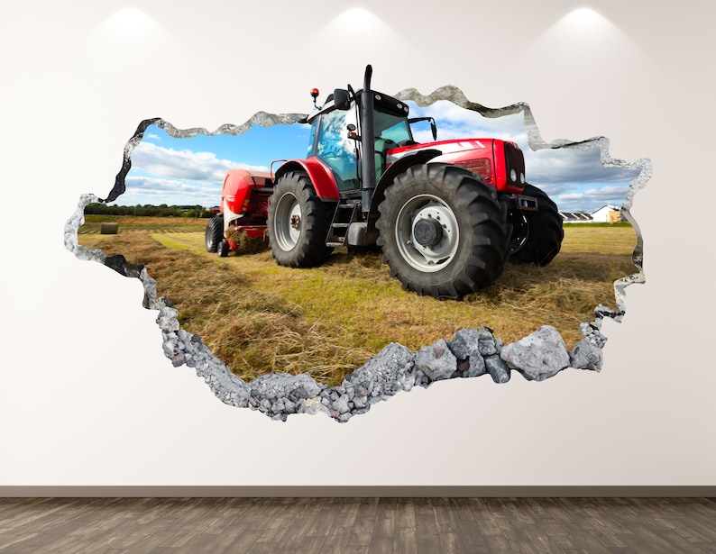 Tractor Wall Decal Farm 3d Smashed Art Sticker Kids - Tractor Wall Decals Australia