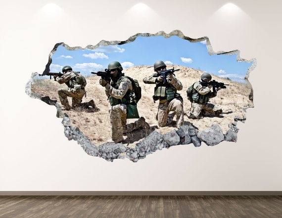 Soldiers Wall Decal Army Desert 3d Smashed Wall Art Sticker Etsy