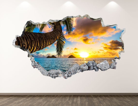 Sunset Broken Wall Decal 3d Wallpaper 3d Wall Decals 3d Printed 3d