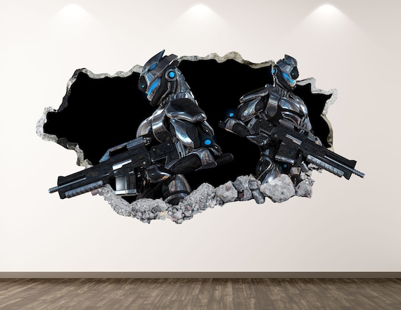 Future Soldiers Wall Decal Robotic Army 3d Smashed Art - Halo Wall Decals Future Soldiers Wall Decal Robotic Army 3d Smashed Art - Halo Wall Decals