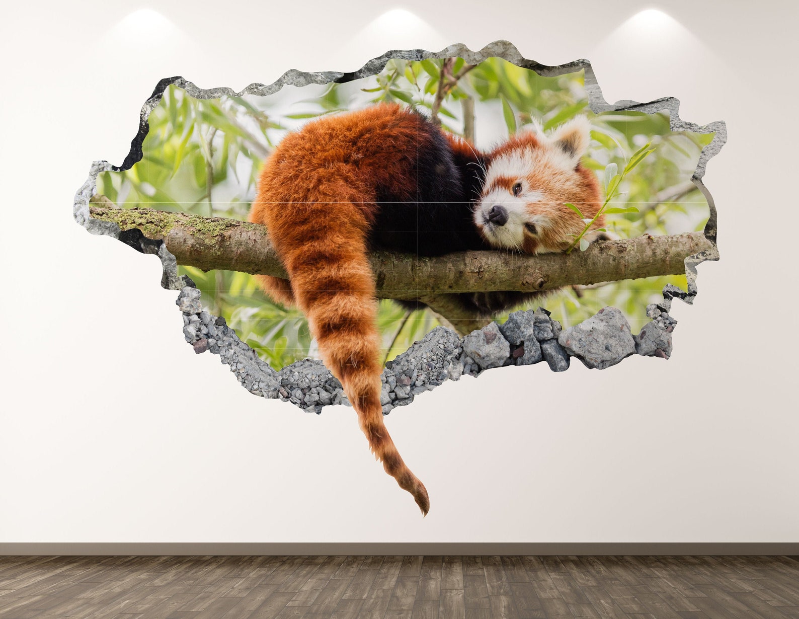 Red Panda Wall Decal Animal 3D Smashed Wall Art Sticker Kids Etsy