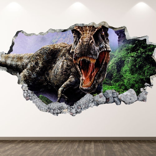 Wild Dinosaur Wall Decal T-rex 3D Smashed Wall Art Sticker - Etsy