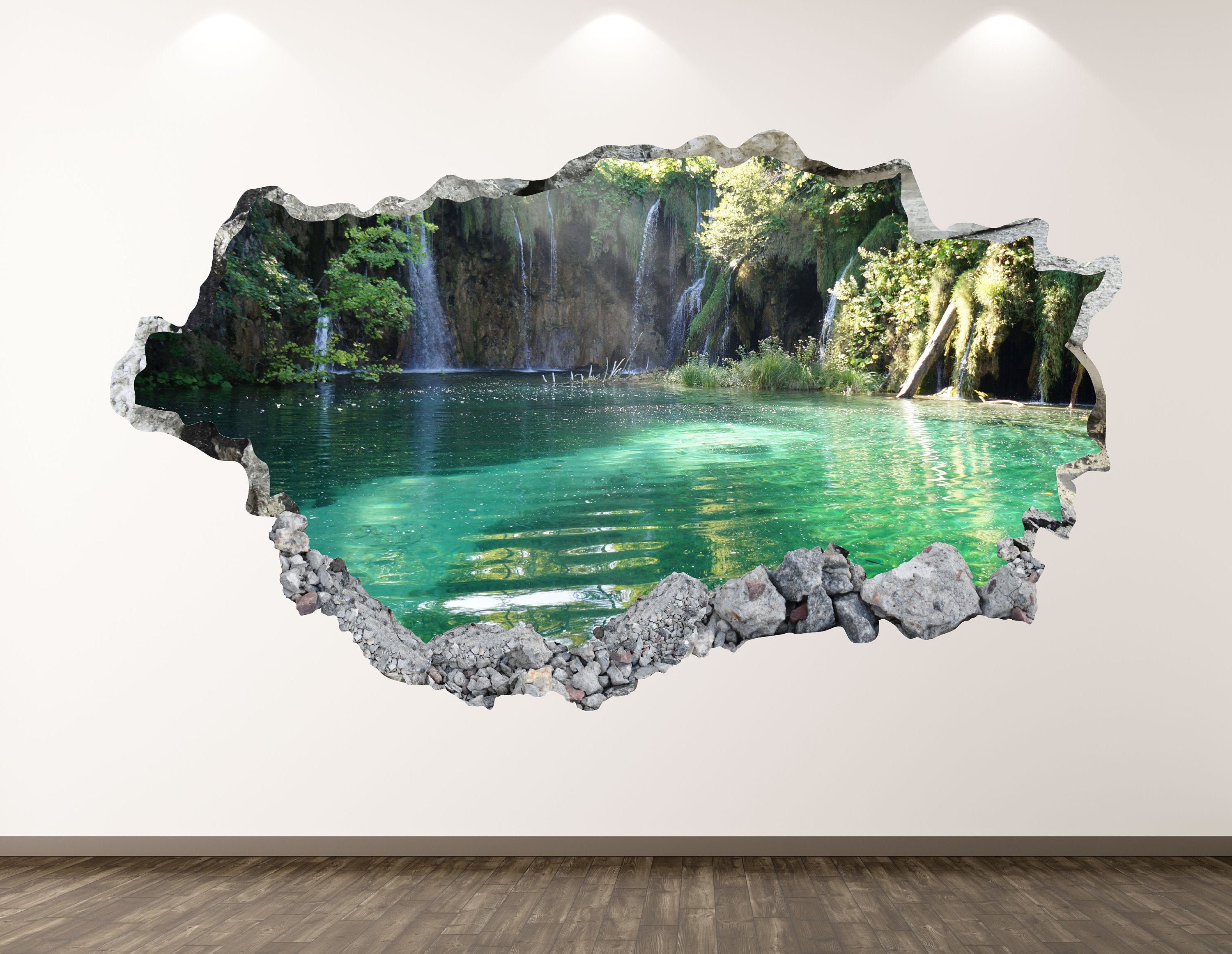 Waterfall Wall Decal Lake 3D Smashed Wall Art Sticker Kids Etsy Australia