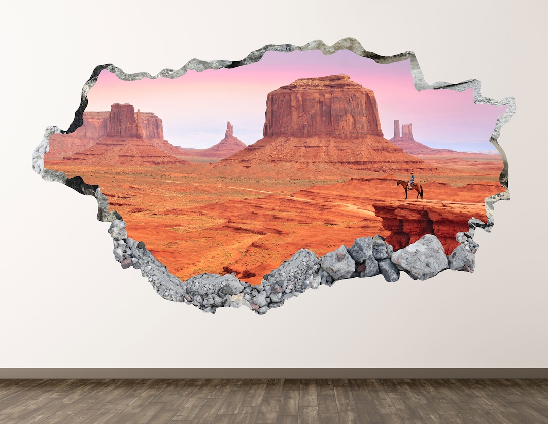 Arizona Desert Wall Decal - Landscape 3D Smashed Wall Art Sticker Kids ...