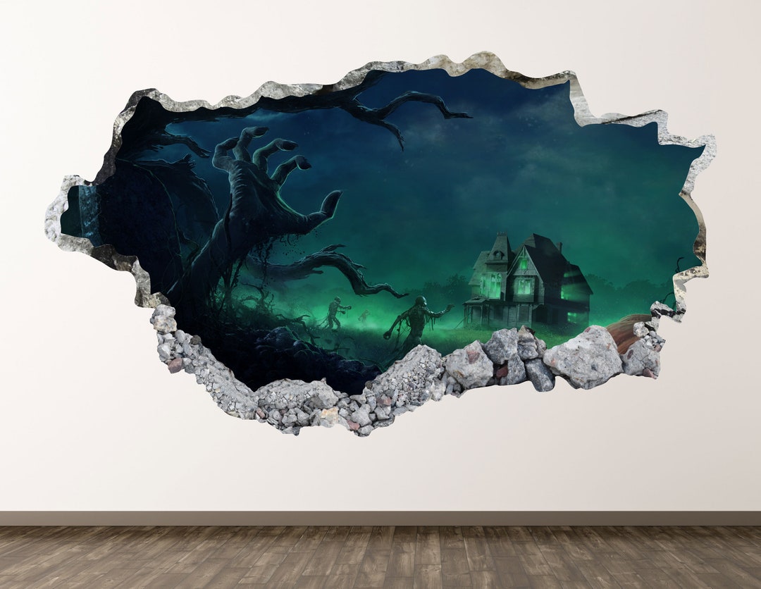 Zombies Wall Decal Halloween Horror House 3D Smashed Wall Etsy