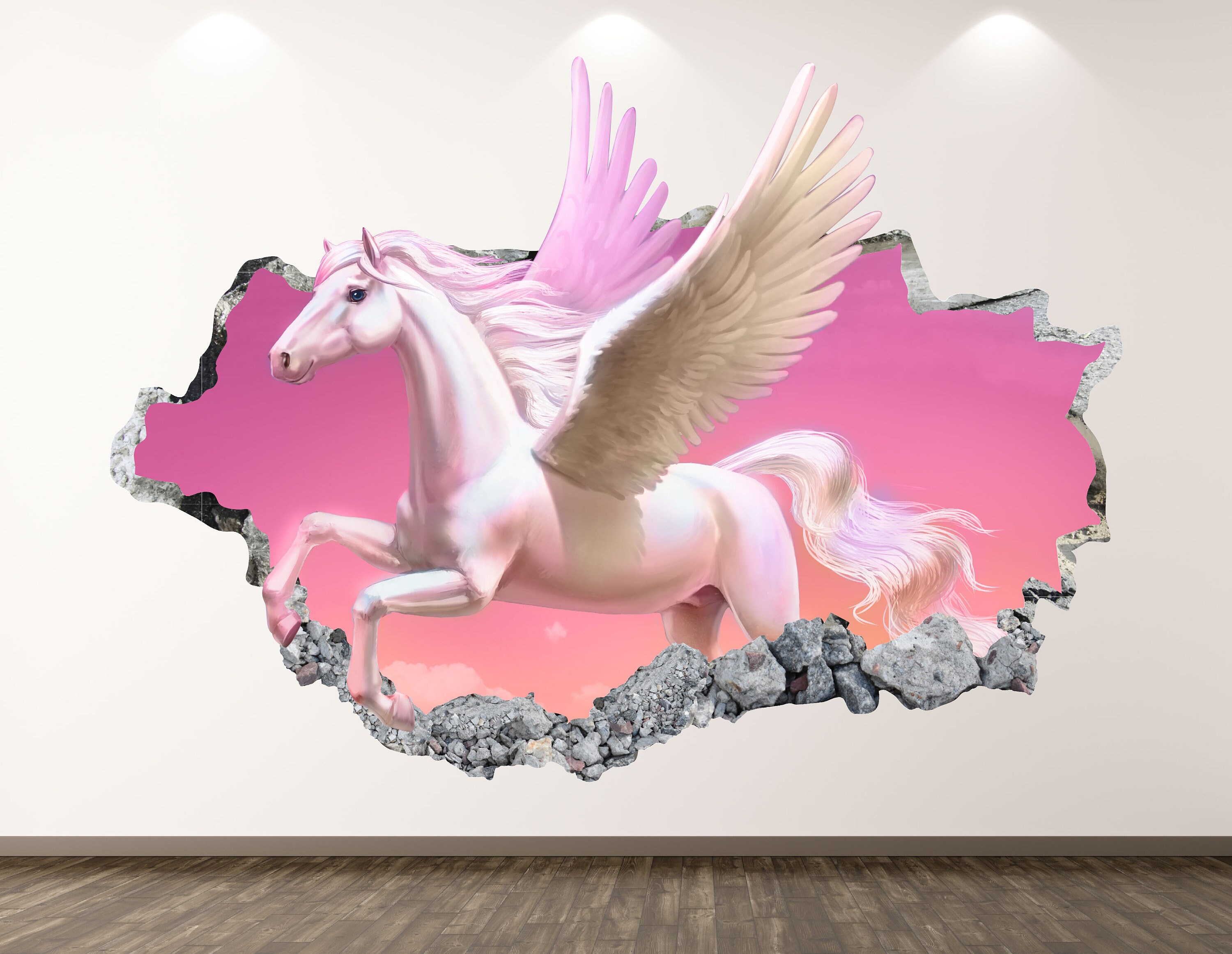 Pegasus Wall Decal Fantasy Animal 3D Smashed Wall Art Etsy