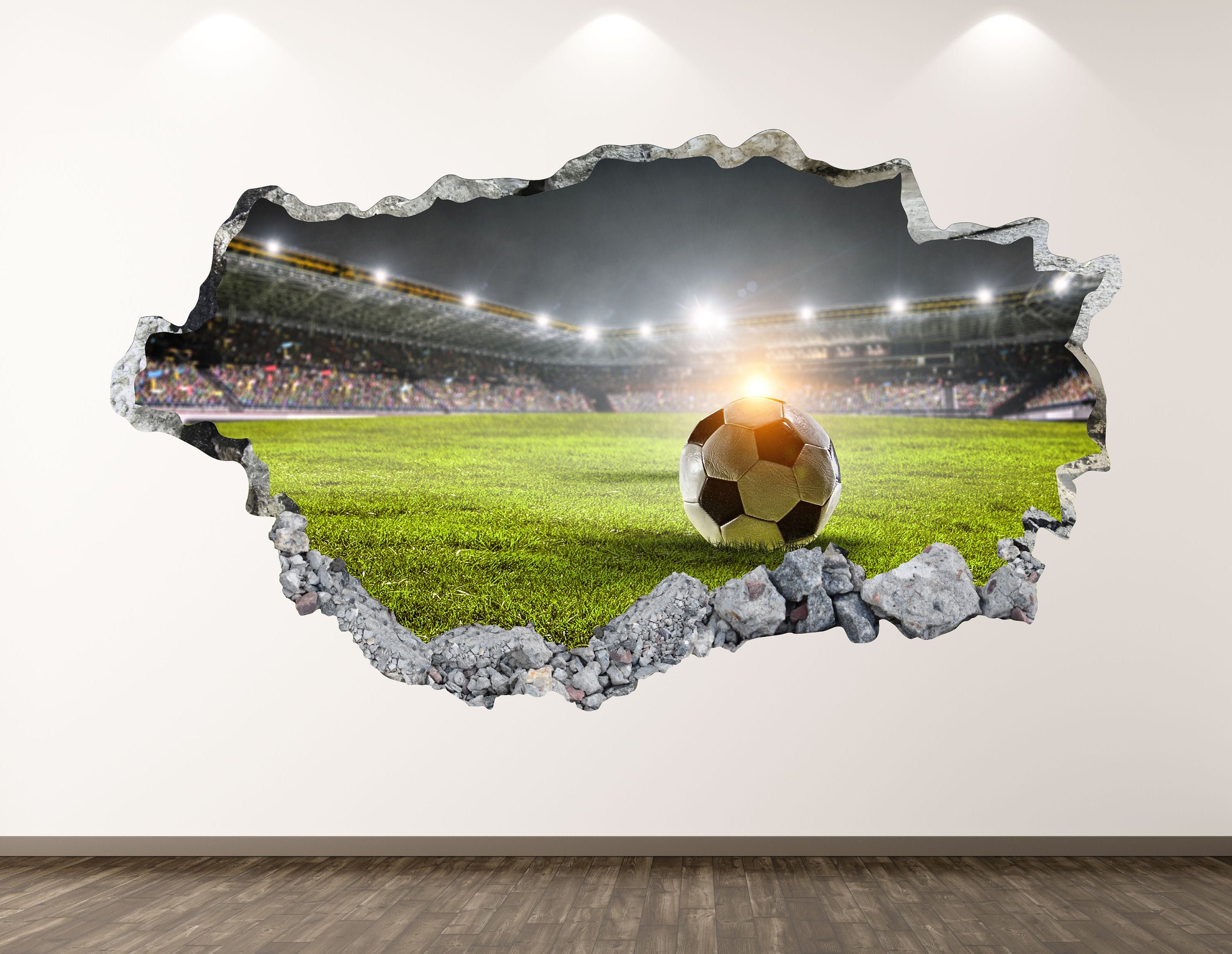 Fußball Wandtattoo Stadion 3D Smashed Wand Kunst Aufkleber Kinder Decor  Vinyl Home Poster Custom Geschenk KD19