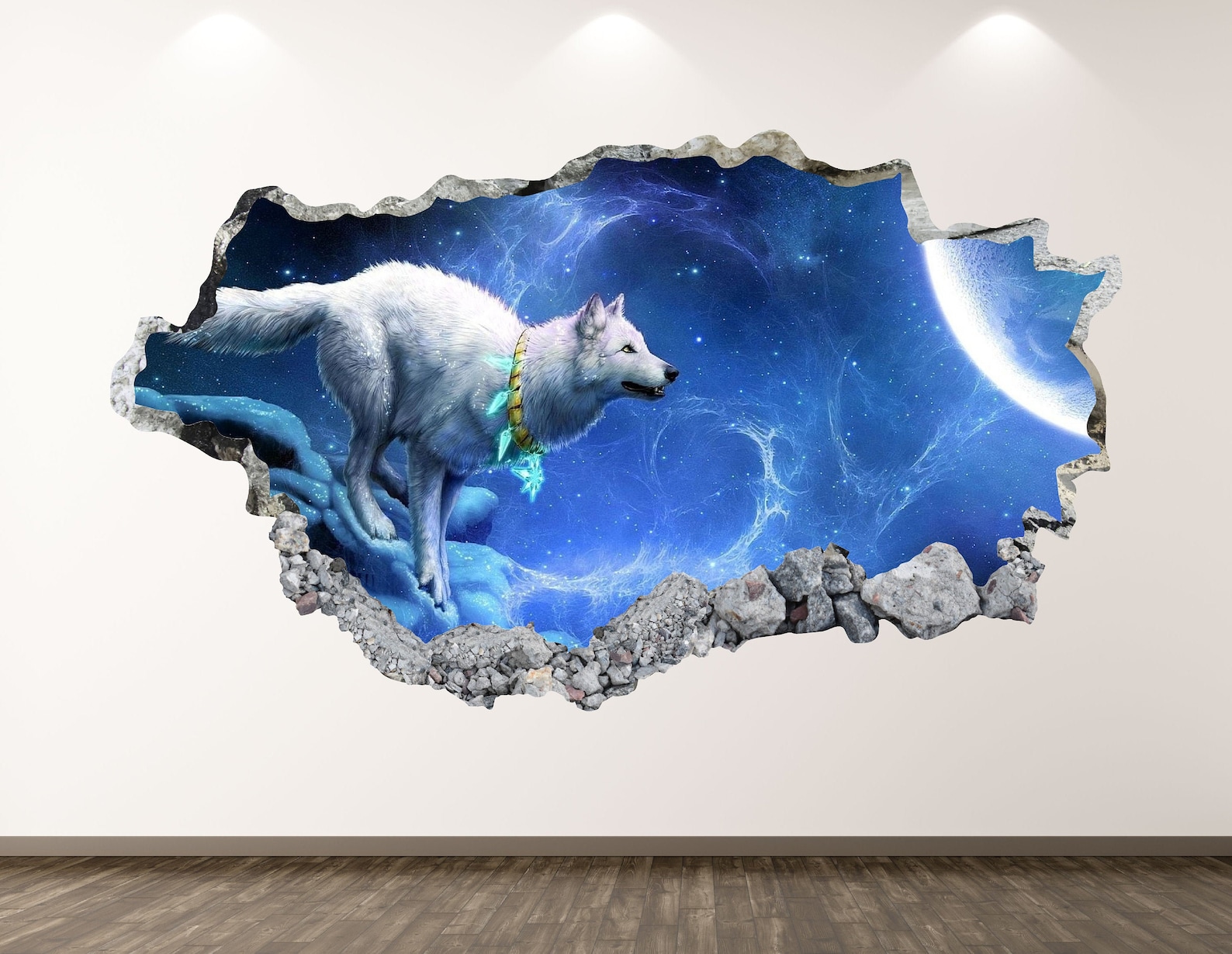Wolf Wall Decal Fantasy 3D Smashed Wall Art Sticker Kids | Etsy