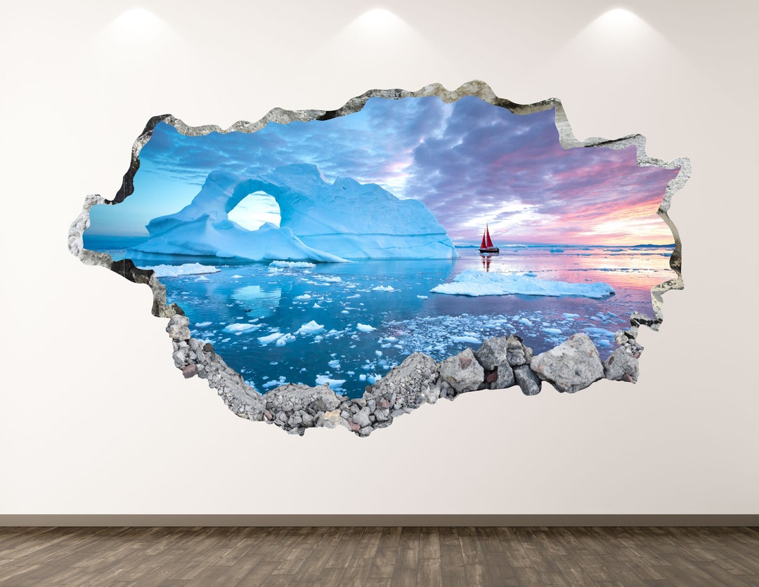 North Pole Wall Decal - Landscape 3D Smashed Wall Art Sticker Kids ...