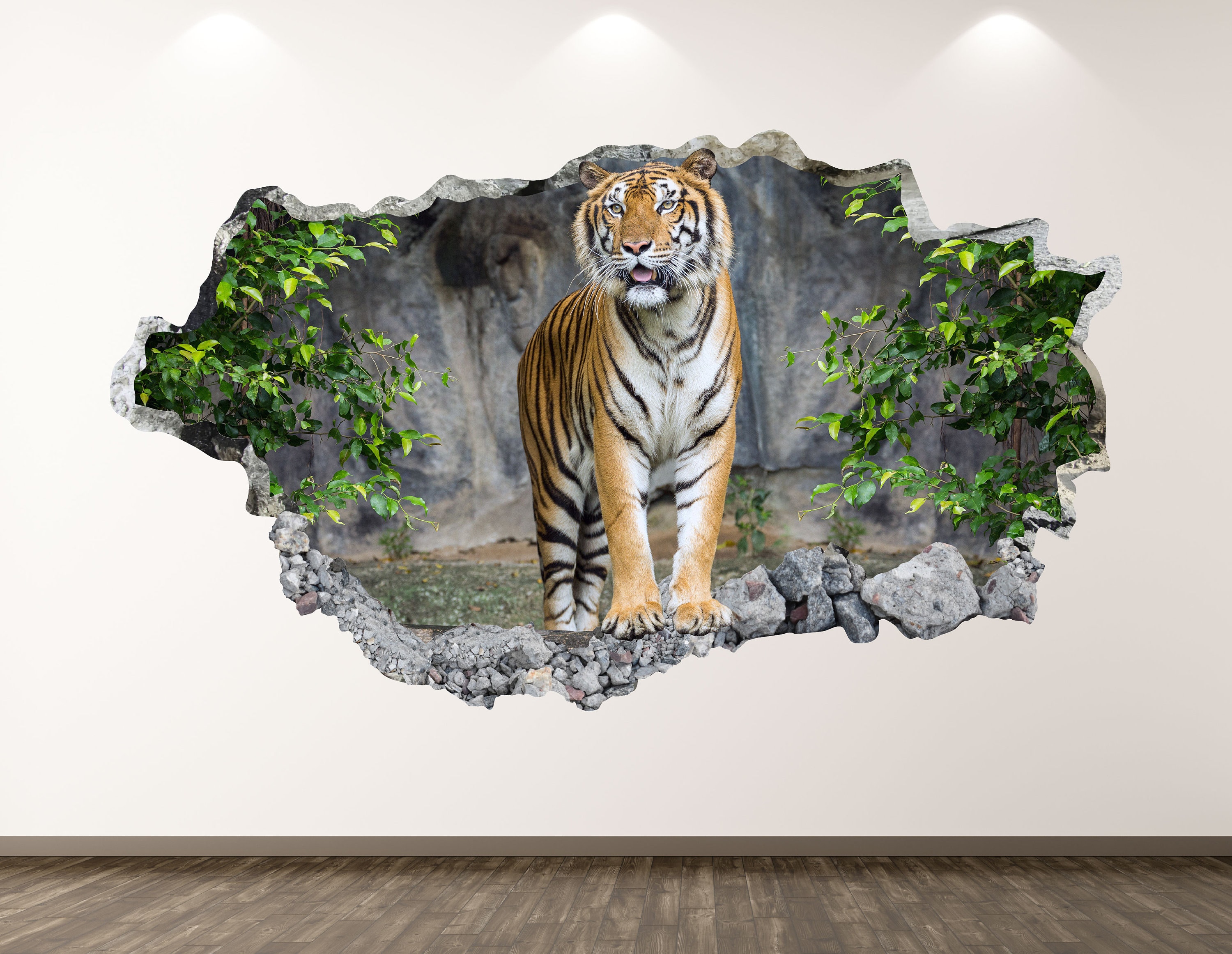 bedroom decor 3d smashed wall art removable decal home poster lion vinyl sticker Lion wall decal wild animal decal 3d smashed decal