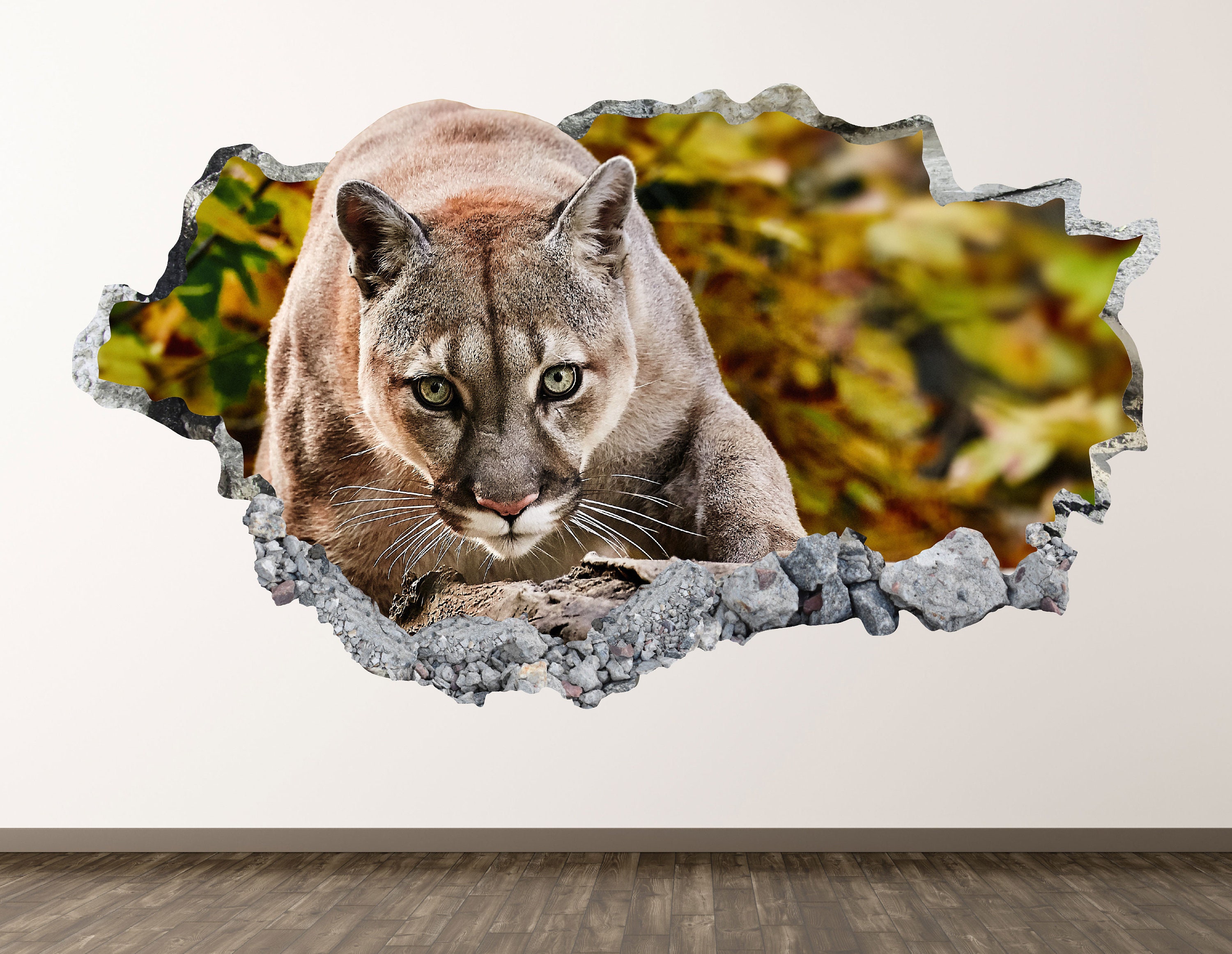 Puma Wall Decal Animal 3D Smashed Wall Art Sticker Kids Room - Etsy Puma Wall Decal Animal 3D Smashed Wall Art Sticker Kids Room - Etsy