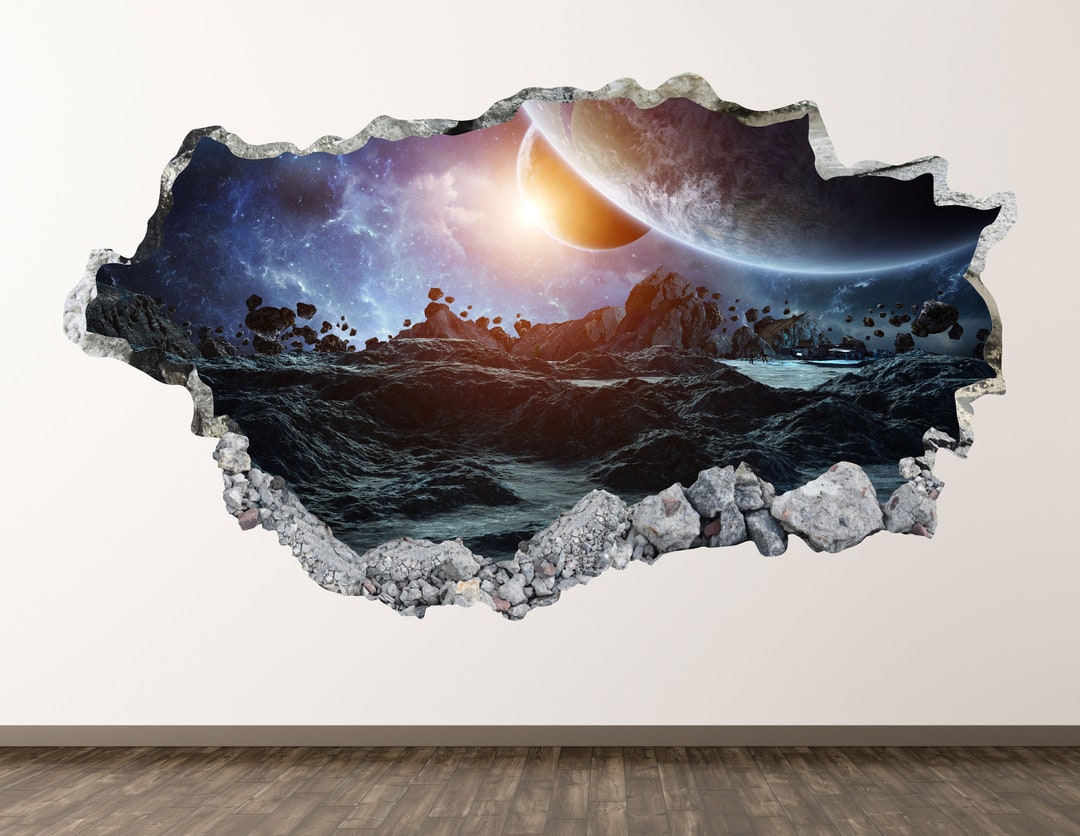 Planets Expedition Wall Decal - Space 3D Smashed Wall Art Sticker Kids ...