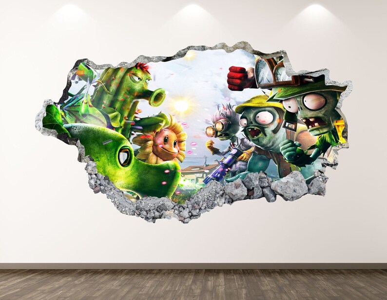 Zombies Wall Decal Game 3D Smashed Wall Art Sticker Kids Etsy