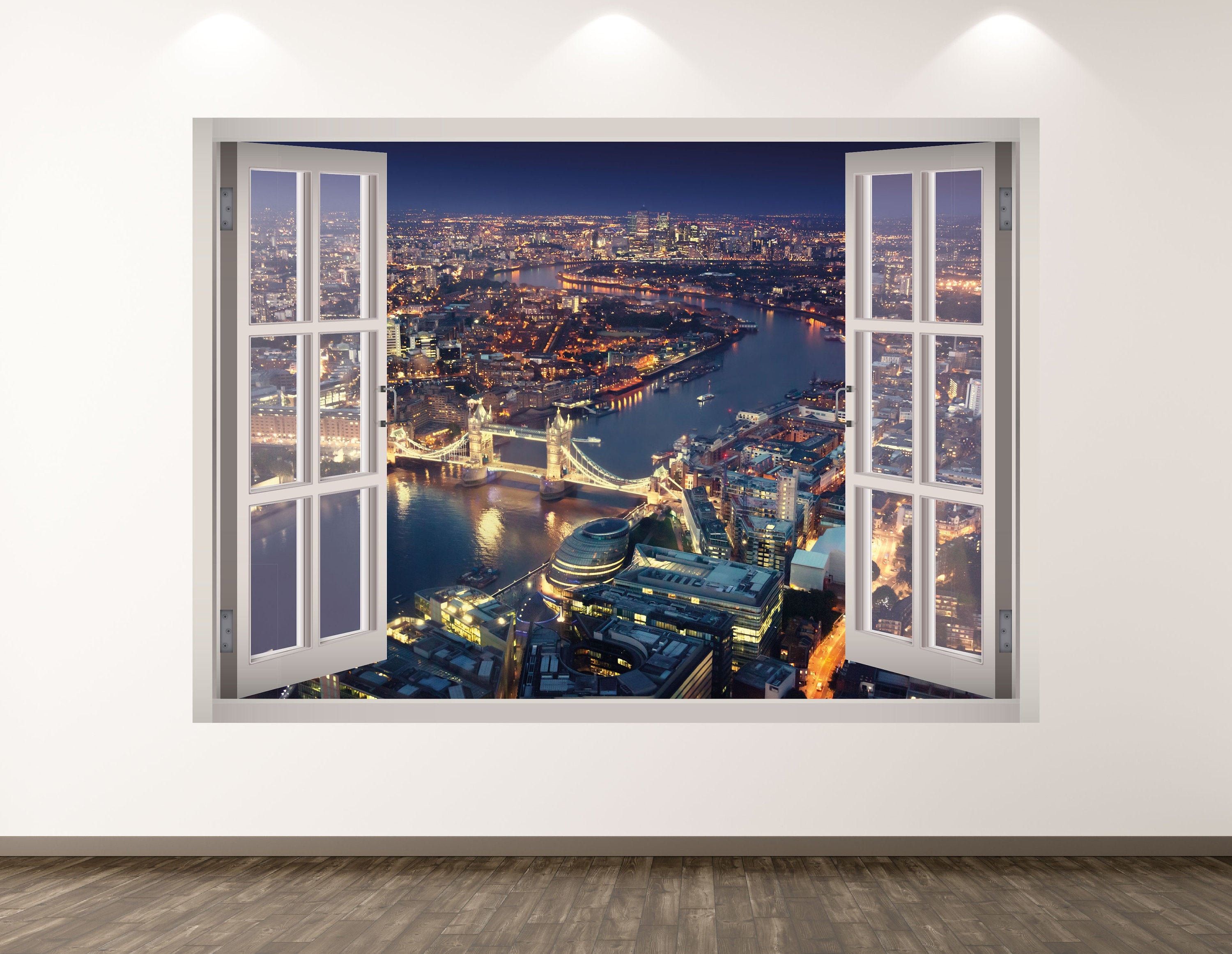 London Wall Decal City Lights 3D Window Wall Art Sticker Etsy
