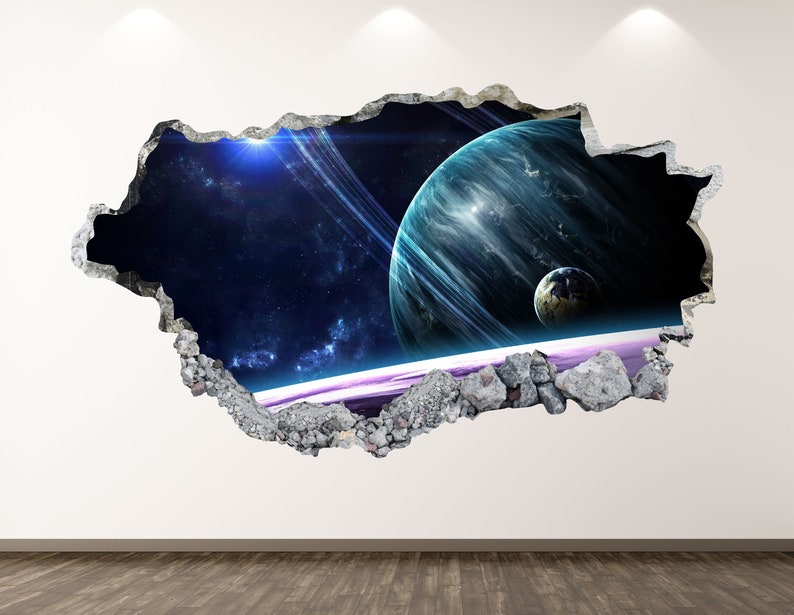 Wall Decal Space Galaxy 3D Smashed Wall Art Sticker Etsy
