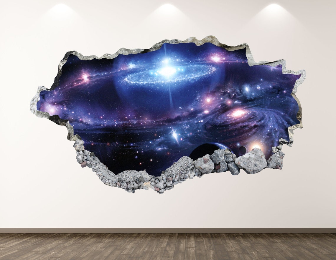 Galaxy Wall Decal Space 3D Smashed Wall Art Sticker Kids Etsy