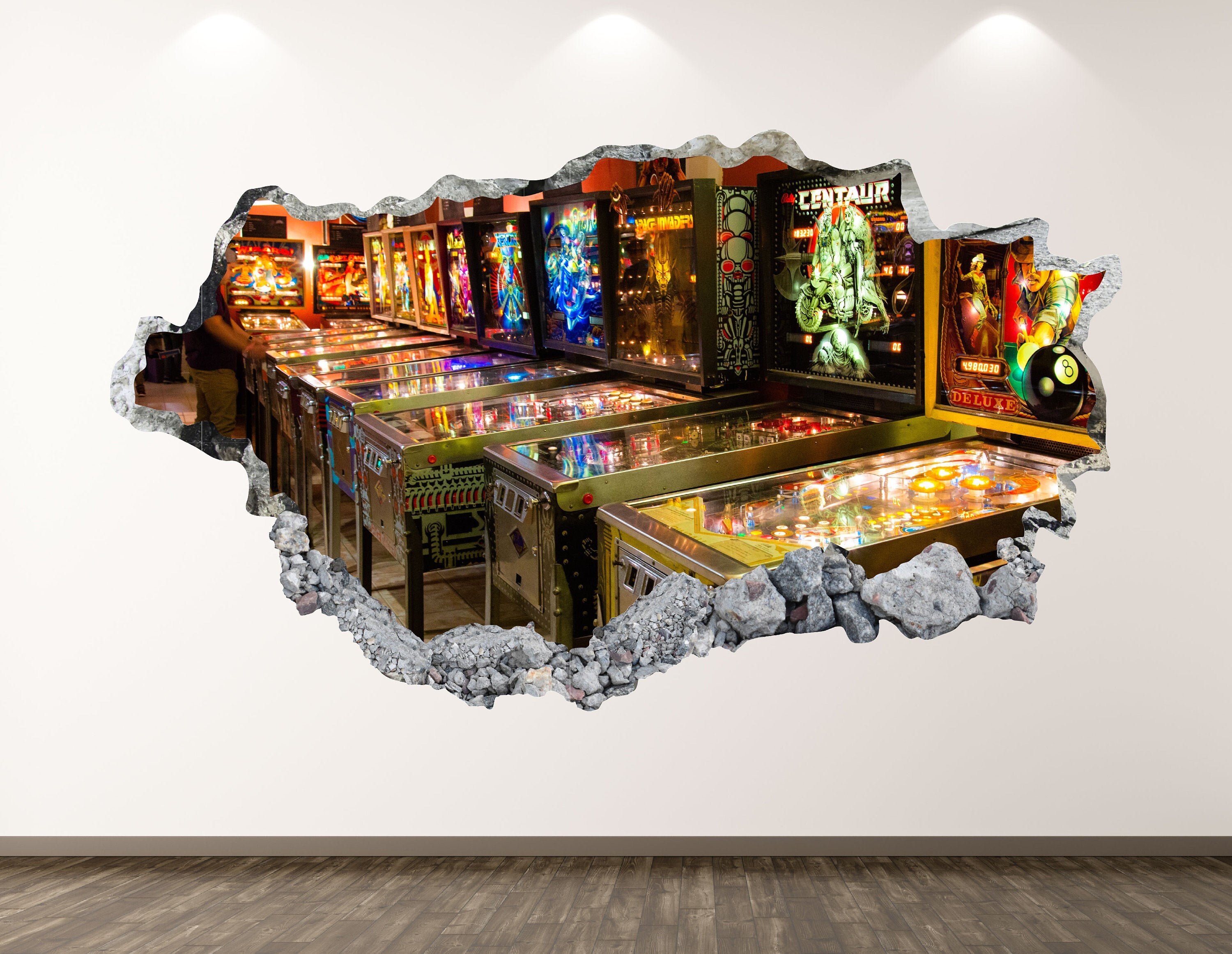 Pinball Wall Decal Arcade 3D Smashed Wall Art Sticker Kids Etsy Australia