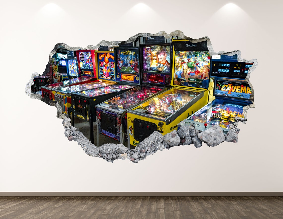 Pinball Wall Decal Arcade Game 3D Smashed Wall Art Sticker Etsy