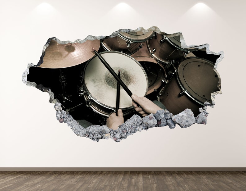 Drums Wall Decal Music 3D Smashed Wall Art Sticker Kids Room Etsy