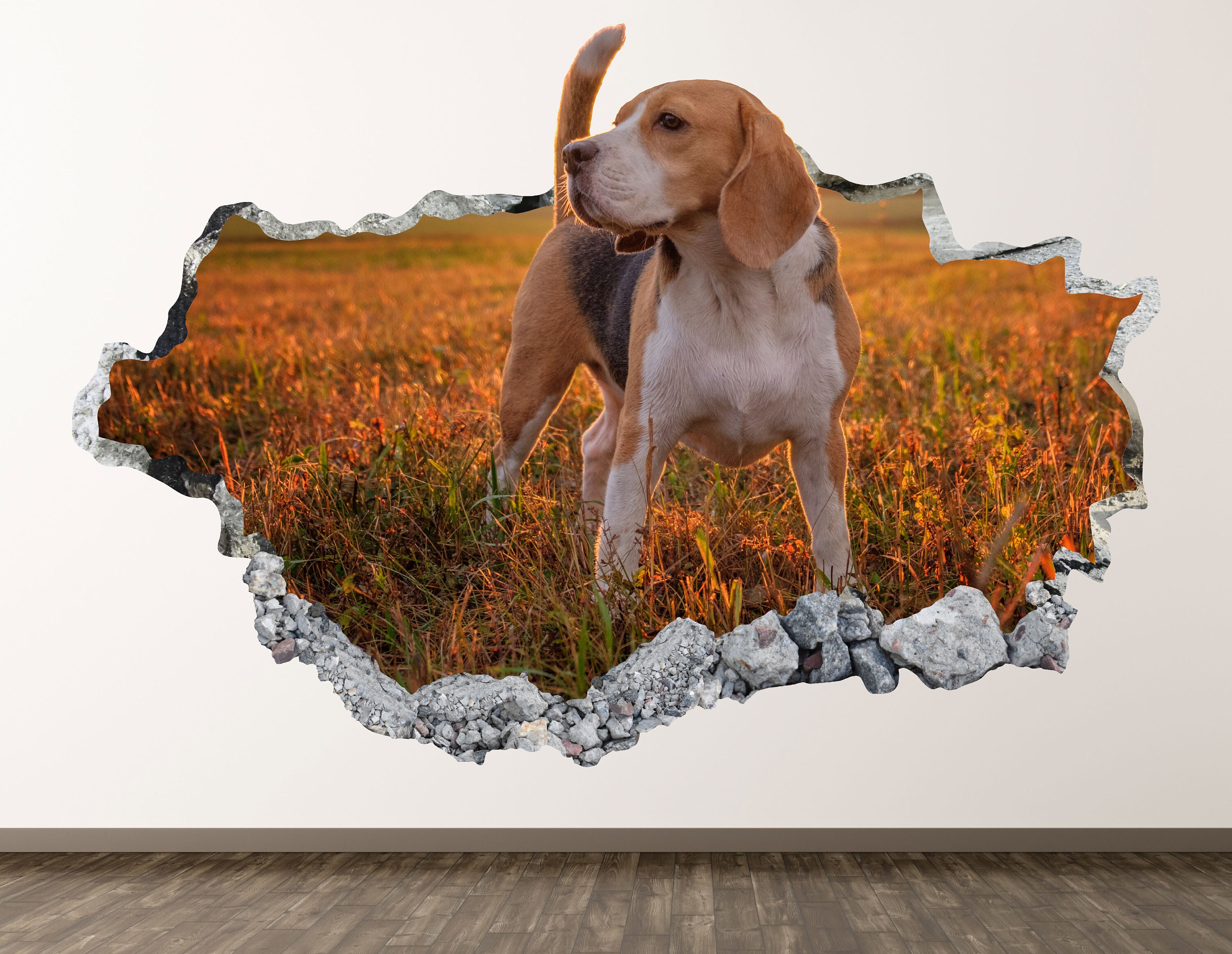 Dog Wall Decal Autumn 3D Smashed Wall Art Sticker Kids Room Etsy