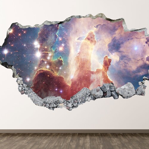 Galaxy Wall Decal Space 3D Smashed Wall Art Sticker Kids Etsy