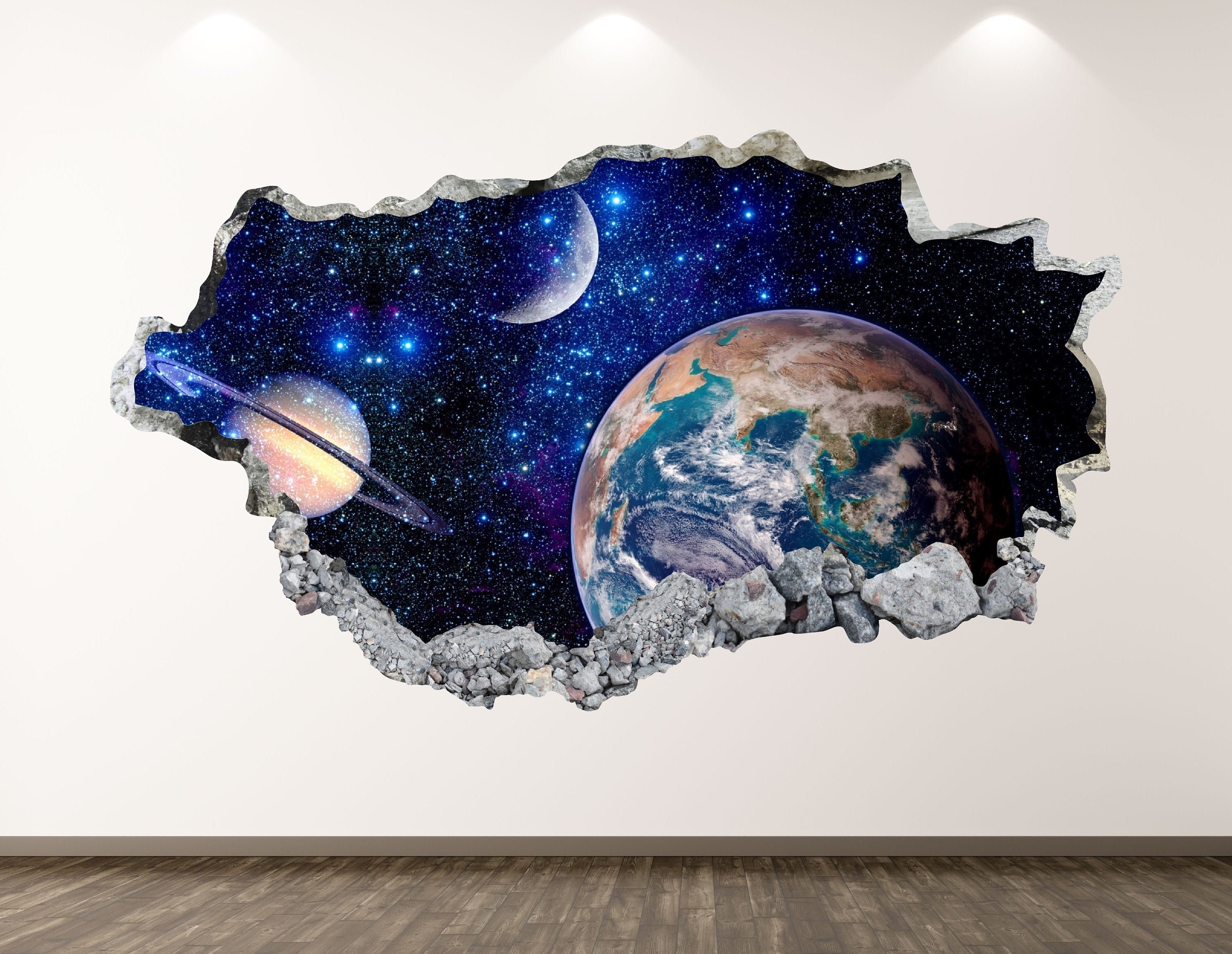Vinyl Aufkleber Etsy Weltraum Erde Planet Smashed Poster Home Wandtattoo - Kinderzimmer Dekor Custom Wand 3D Österreich Geschenk Kunst KD132