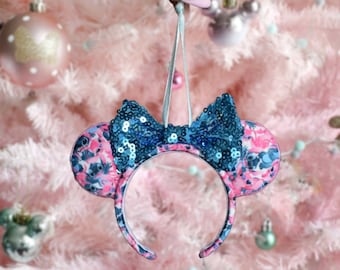 Stitch & Angel inspired mouse ears Christmas tree ornament