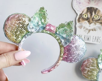 rainbow sequin mouse ears fridge magnet Minnie inspired