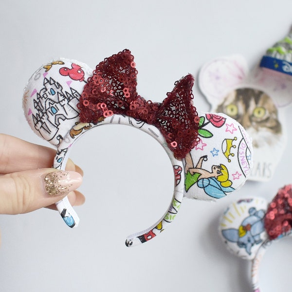 white Dooney & Bourke inspired sequin mouse ears fridge magnet