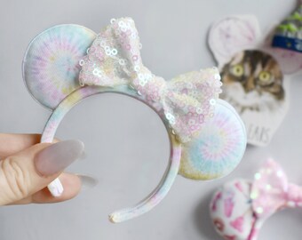 pastel rainbow tie dye fridge magnet mouse ears Minnie inspired