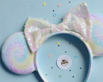 pastel arc-en-ciel tie dye Minnie Mouse inspiré des oreilles bandeau