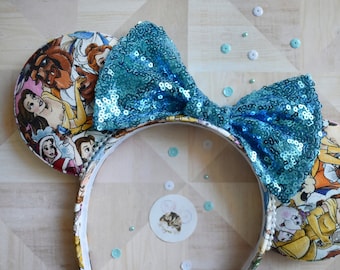 RTS Belle Beauty and the Beast inspired Minnie Mouse ears headband