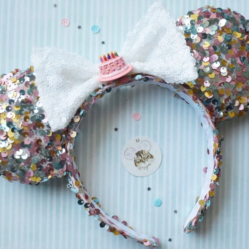birthday cake sequin Mickey Mouse ears headband