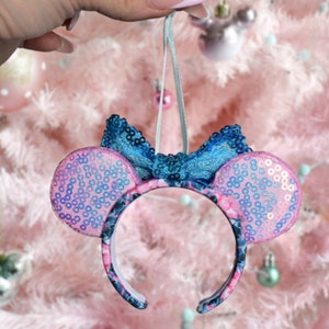 Stitch & Angel inspired mouse ears Christmas tree ornament image 2