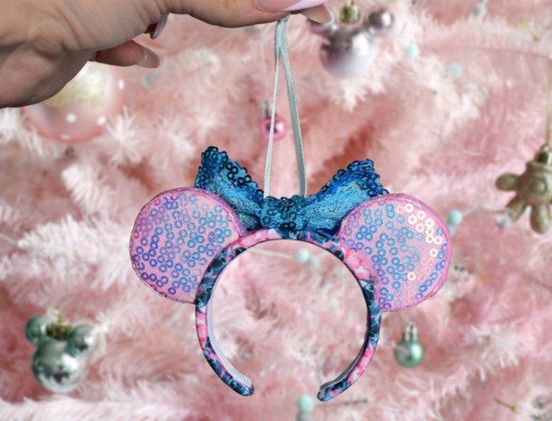Stitch & Angel inspired mouse ears Christmas tree ornament image 2