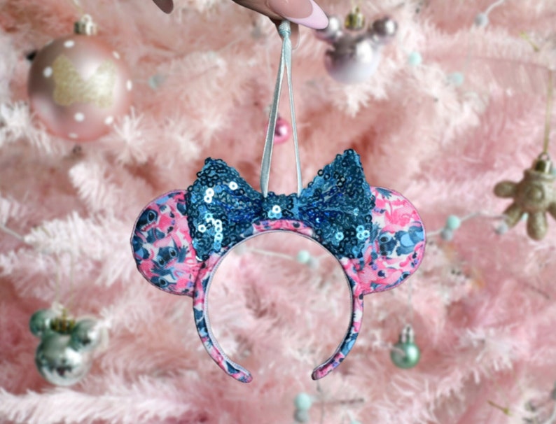 Stitch & Angel inspired mouse ears Christmas tree ornament image 1