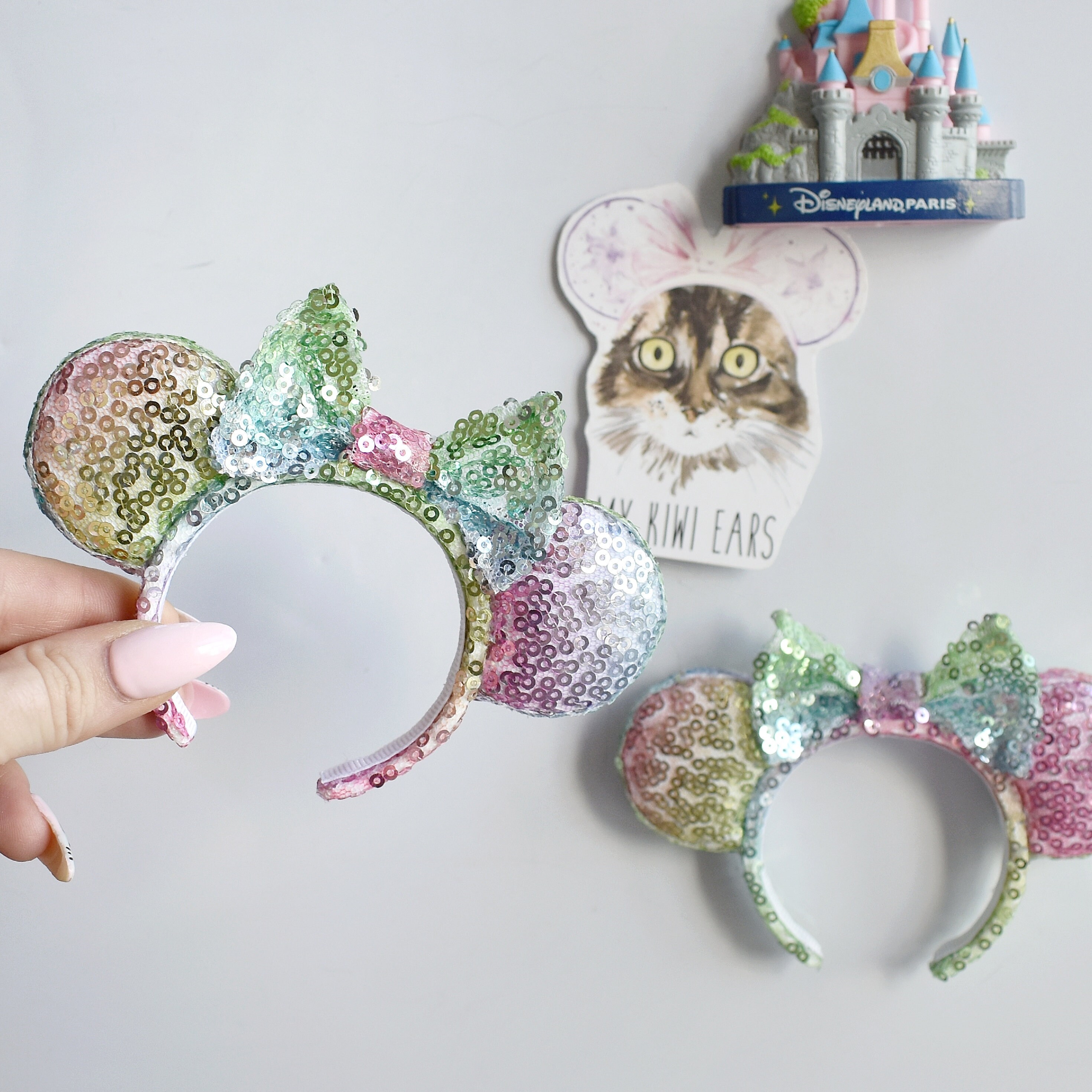 rainbow sequin mouse ears fridge magnet Minnie inspired