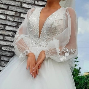 On shoulders sleeves detachable,tulle lace wedding sleeves,casedral wedding sleeves,ivory removable floral sleeves for wedding dress 2024
