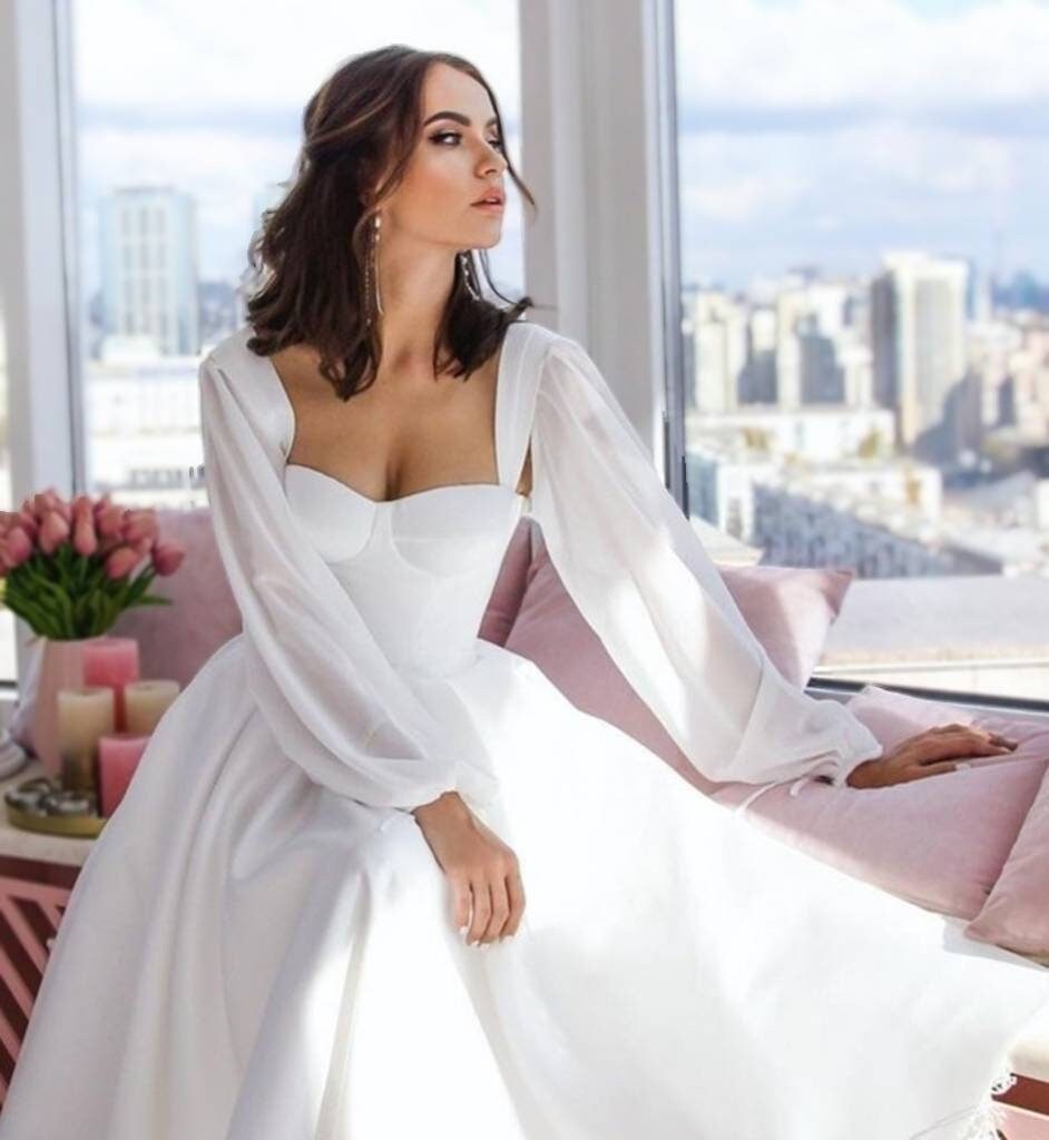 Detachable hot sale chiffon sleeves