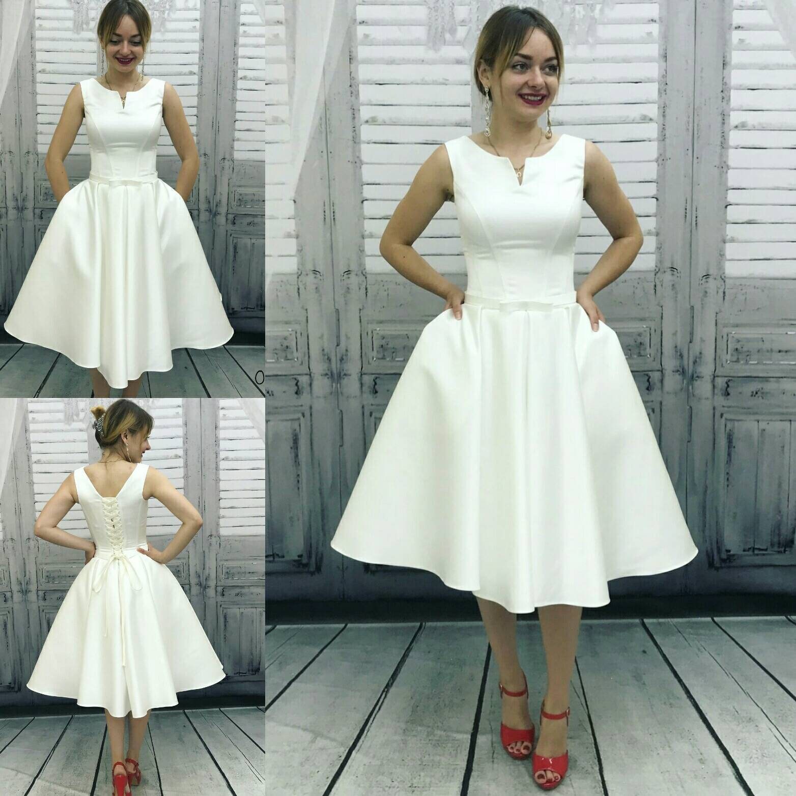 a line midi wedding dress